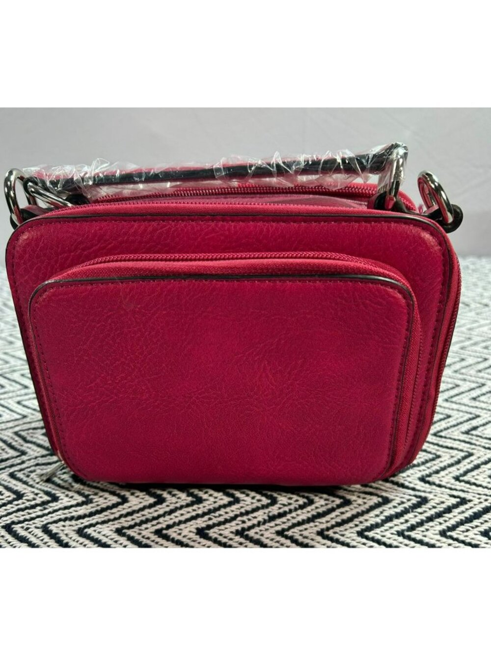 K. Carroll Womens Crossbody Bag Hot Pink RFID Vegan Leather Adjustable Strap 3-C